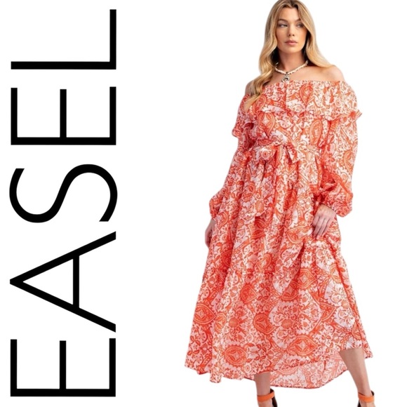 easel Dresses & Skirts - P049:  EASEL NWT DRESS SUNSET ORANGE (R2K)